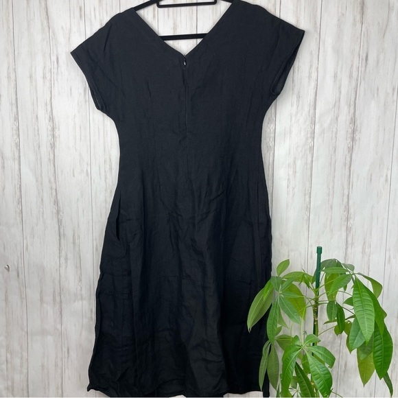 Studio 412 100% linen LBD little black dress with pockets Small - Picture 5 of 6